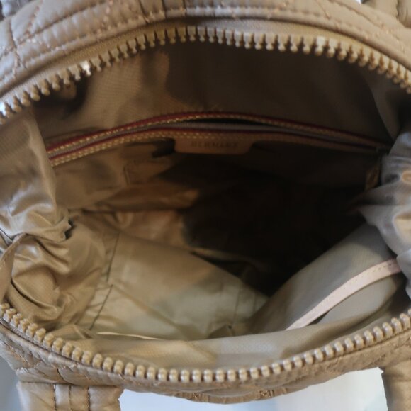 Authentic Womens MZ Wallace Small Sutton Deluxe Amber Tan Quilted Nylon Handbag - Picture 10 of 13